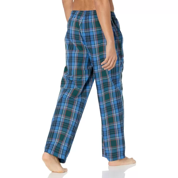 Amazon Essentials Mens StraightFit Woven Pajama PantBlue Green Large Plaid