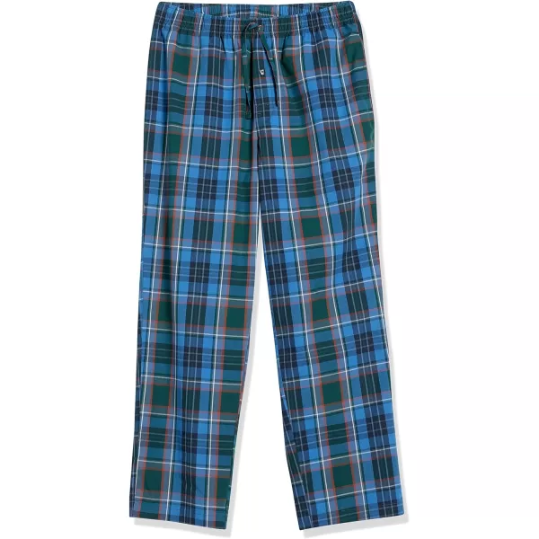 Amazon Essentials Mens StraightFit Woven Pajama PantBlue Green Large Plaid