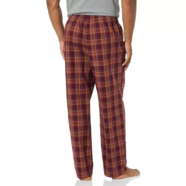 Amazon Essentials Mens StraightFit Woven Pajama PantBurgundy Mix Plaid