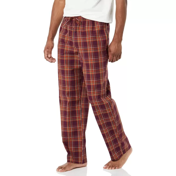 Amazon Essentials Mens StraightFit Woven Pajama PantBurgundy Mix Plaid