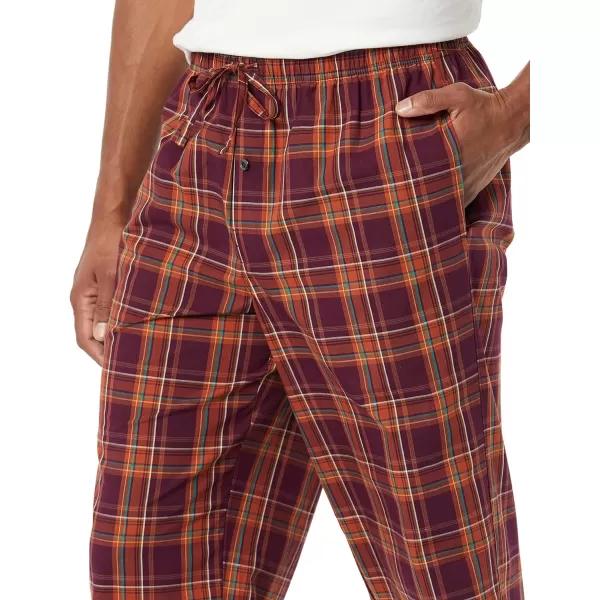 Amazon Essentials Mens StraightFit Woven Pajama PantBurgundy Rust Mix Plaid