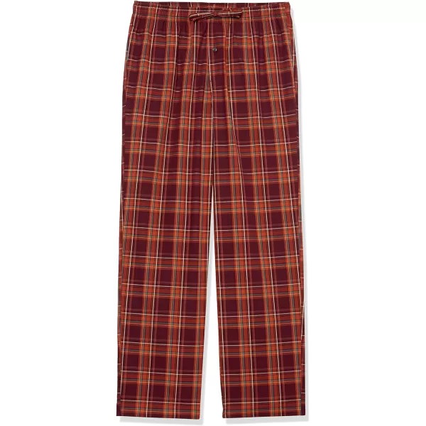 Amazon Essentials Mens StraightFit Woven Pajama PantBurgundy Rust Mix Plaid