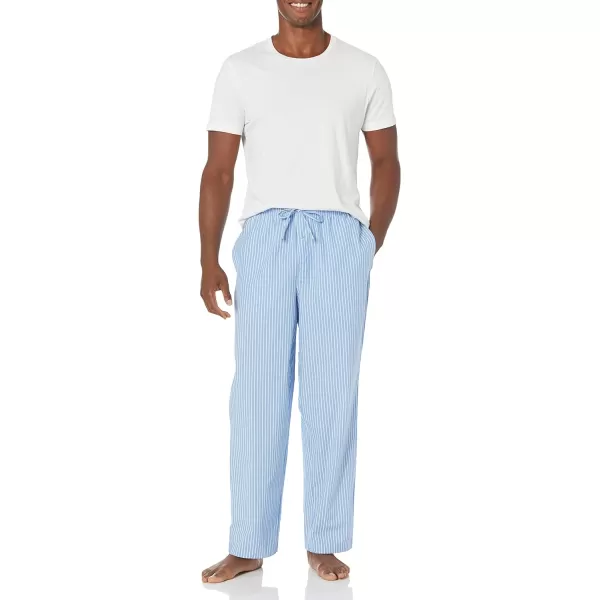 Amazon Essentials Mens StraightFit Woven Pajama PantLight Blue Stripe