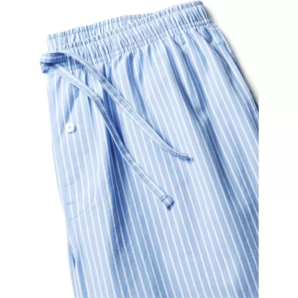 Amazon Essentials Mens StraightFit Woven Pajama PantLight Blue Stripe