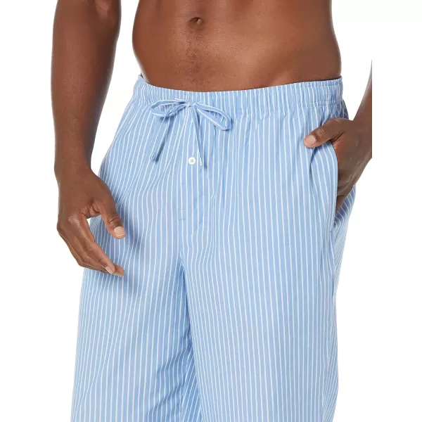 Amazon Essentials Mens StraightFit Woven Pajama PantLight Blue Stripe