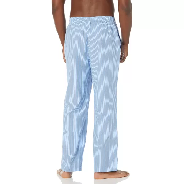 Amazon Essentials Mens StraightFit Woven Pajama PantLight Blue Stripe