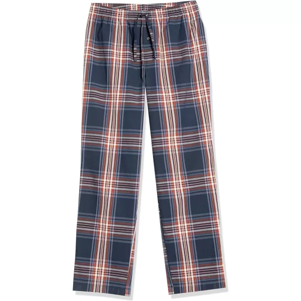 Amazon Essentials Mens StraightFit Woven Pajama PantNavy Large Plaid