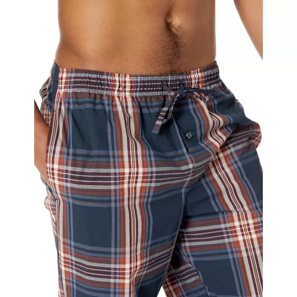 Amazon Essentials Mens StraightFit Woven Pajama PantNavy Large Plaid