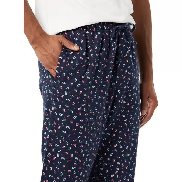 Amazon Essentials Mens StraightFit Woven Pajama PantNavy Paisley