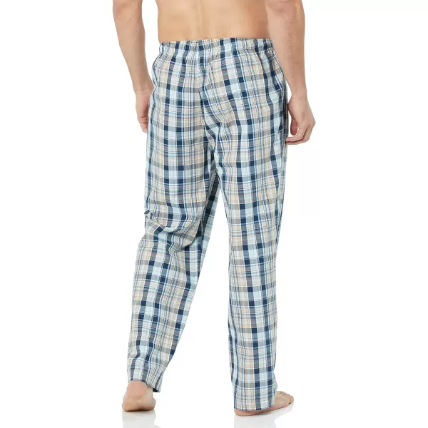 Amazon Essentials Mens StraightFit Woven Pajama PantTaupeNavy Madras