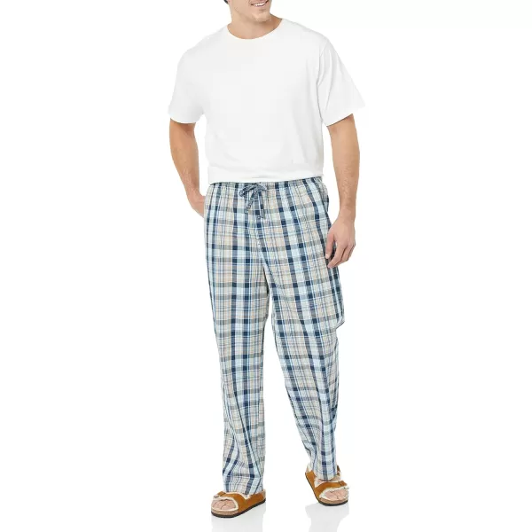 Amazon Essentials Mens StraightFit Woven Pajama PantTaupeNavy Madras