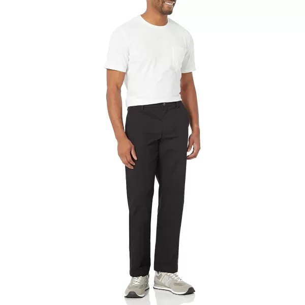 Amazon Essentials Mens StraightFit WrinkleResistant FlatFront Chino PantBlack