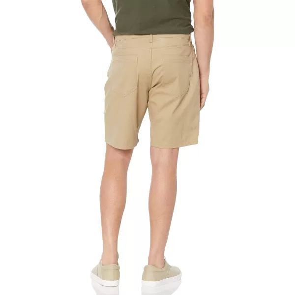 Amazon Essentials Mens Straightfit 9 Inseam Stretch 5Pocket ShortKhaki Brown