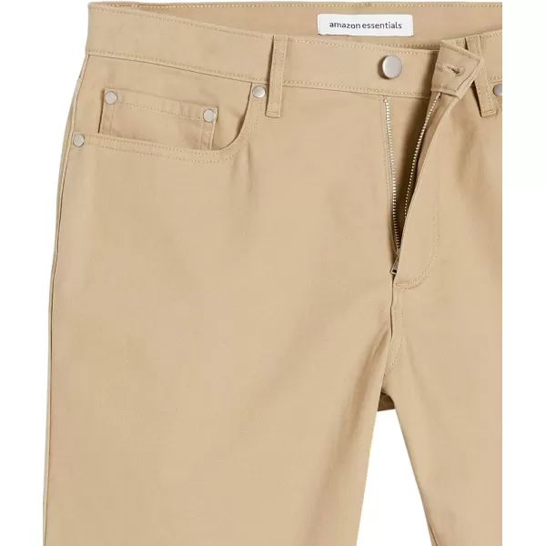 Amazon Essentials Mens Straightfit 9 Inseam Stretch 5Pocket ShortKhaki Brown