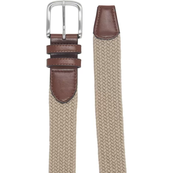 Amazon Essentials Mens Stretch Woven Braid BeltKhaki Brown