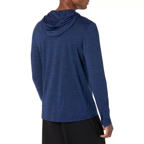 Amazon Essentials Mens Tech Stretch LongSleeve Hooded TShirtDark Blue Space Dye