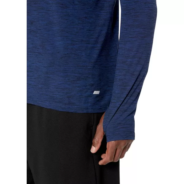 Amazon Essentials Mens Tech Stretch LongSleeve Hooded TShirtDark Blue Space Dye