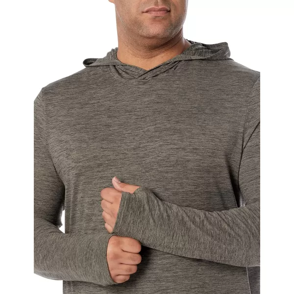 Amazon Essentials Mens Tech Stretch LongSleeve Hooded TShirtOlive Space Dye