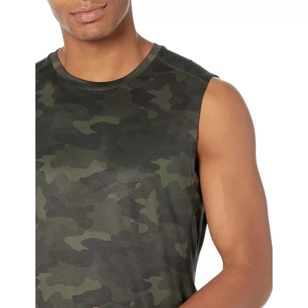 Amazon Essentials Mens Tech Stretch Muscle ShirtOlive Camo