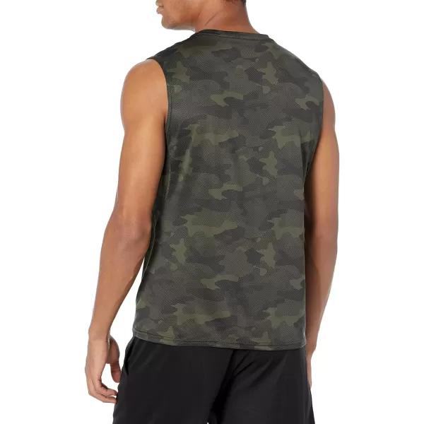 Amazon Essentials Mens Tech Stretch Muscle ShirtOlive Camo