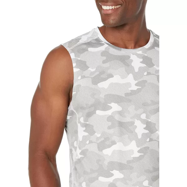 Amazon Essentials Mens Tech Stretch Muscle ShirtWhite Camo