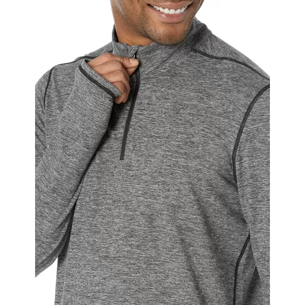 Amazon Essentials Mens Tech Stretch QuarterZip ShirtBlack Space Dye