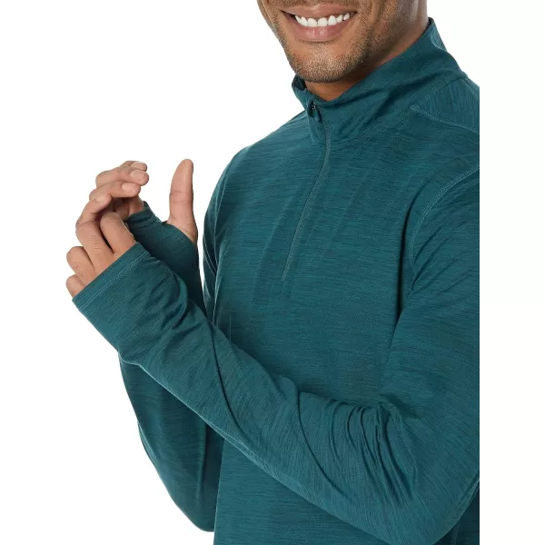 Amazon Essentials Mens Tech Stretch QuarterZip ShirtDark Green Space Dye