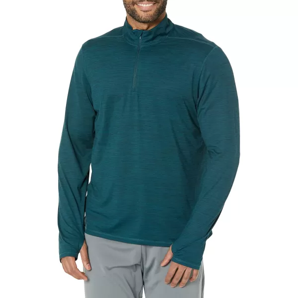 Amazon Essentials Mens Tech Stretch QuarterZip ShirtDark Green Space Dye