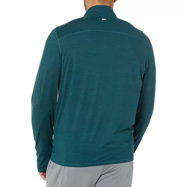 Amazon Essentials Mens Tech Stretch QuarterZip ShirtDark Green Space Dye