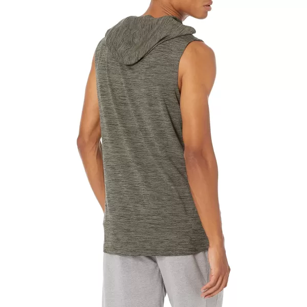 Amazon Essentials Mens Tech Stretch Sleeveless HoodieOlive Space Dye