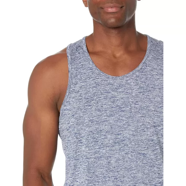 Amazon Essentials Mens Tech Stretch Tank TShirtDark Blue Space Dye