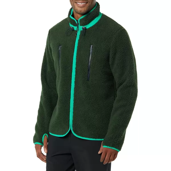 Amazon Essentials Mens Teddy Fleece FullZip JacketDark Green