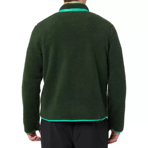 Amazon Essentials Mens Teddy Fleece FullZip JacketDark Green