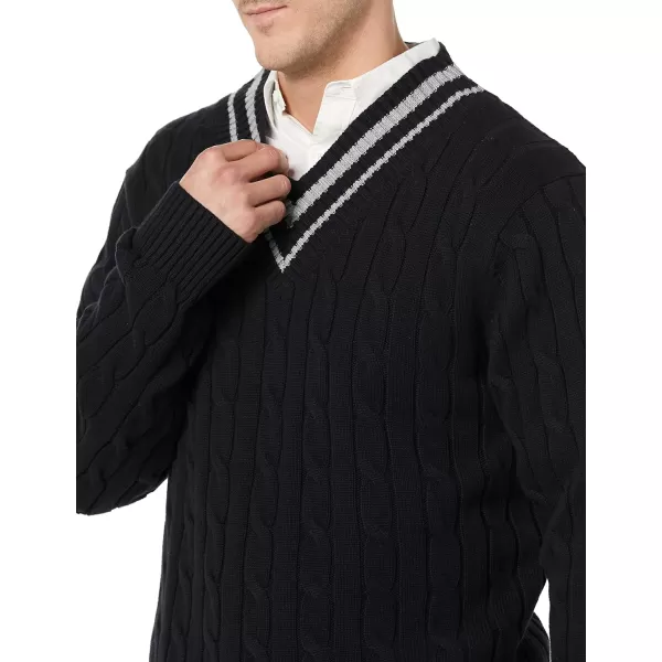 Amazon Essentials Mens VNeck Cable SweaterBlack