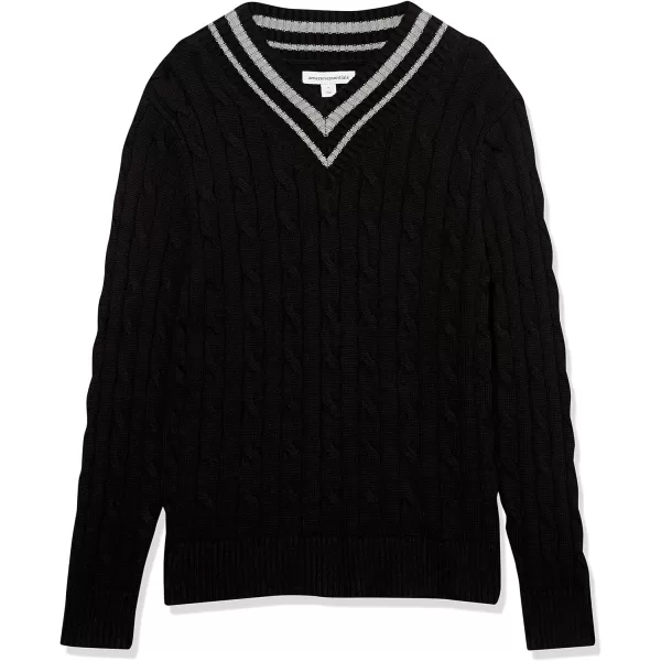 Amazon Essentials Mens VNeck Cable SweaterBlack