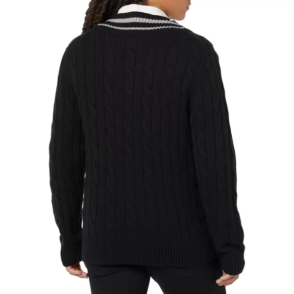 Amazon Essentials Mens VNeck Cable SweaterBlack