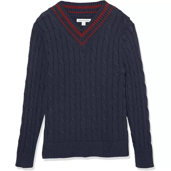 Amazon Essentials Mens VNeck Cable SweaterDark Navy