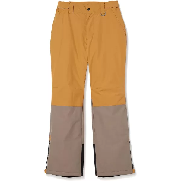 Amazon Essentials Mens WaterResistant Insulated Snow PantBrownMustard Yellow Color Block