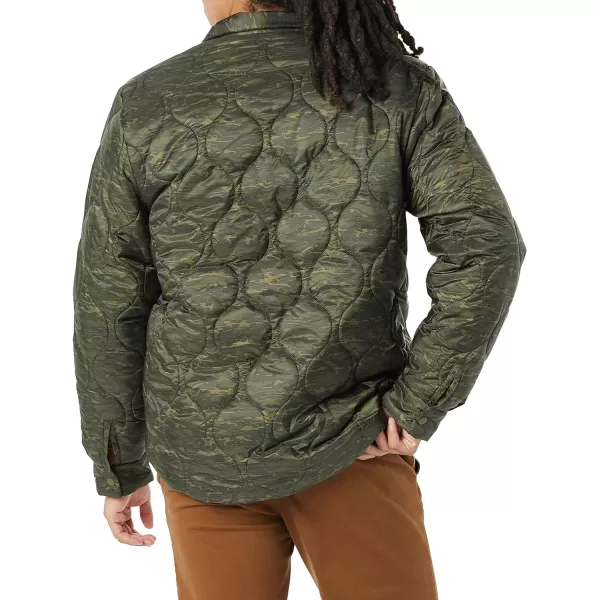 Amazon Essentials Mens WaterResistant Sherpa Lined Quilted Shirt JacketGreen Camo