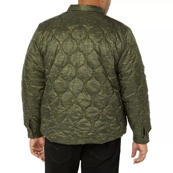 Amazon Essentials Mens WaterResistant Sherpa Lined Quilted Shirt JacketGreen Camo
