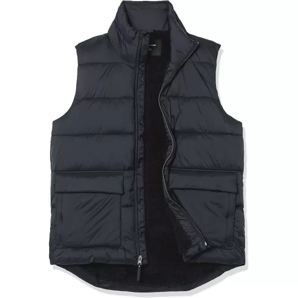 Amazon Essentials Mens WaterResistant SherpaLined Puffer VestBlack
