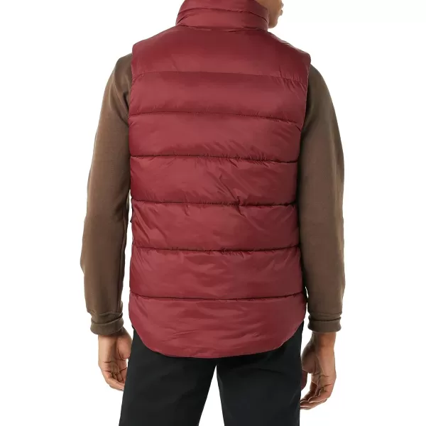 Amazon Essentials Mens WaterResistant SherpaLined Puffer VestBurgundy