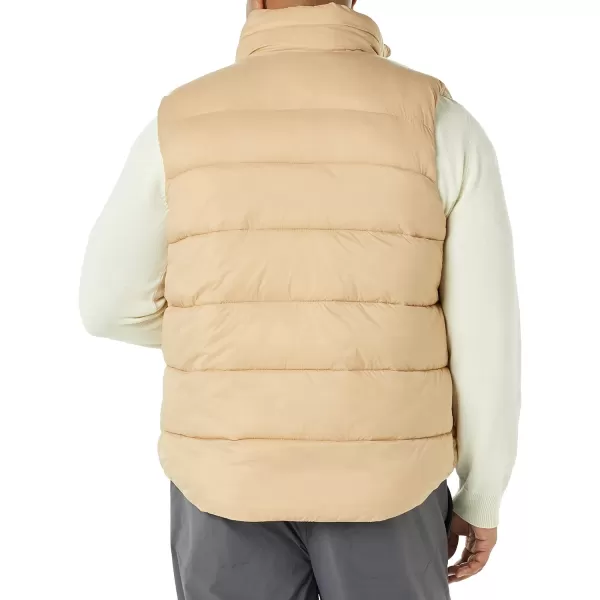 Amazon Essentials Mens WaterResistant SherpaLined Puffer VestKhaki Brown
