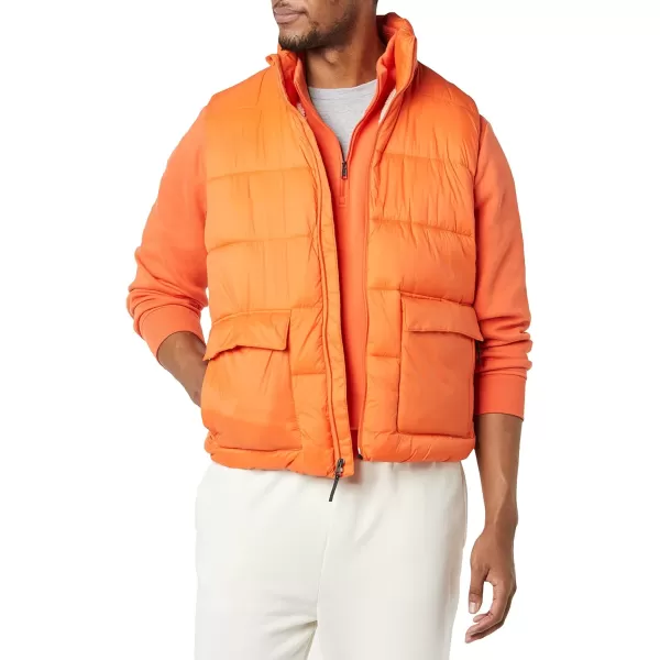Amazon Essentials Mens WaterResistant SherpaLined Puffer VestOrange