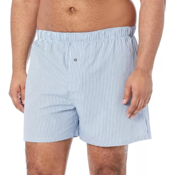 Amazon Essentials Mens Woven Cotton Boxer Short Available in Big ampTall Pack of 5BlackBlue StripeDark Blue PlaidNavySky Blue