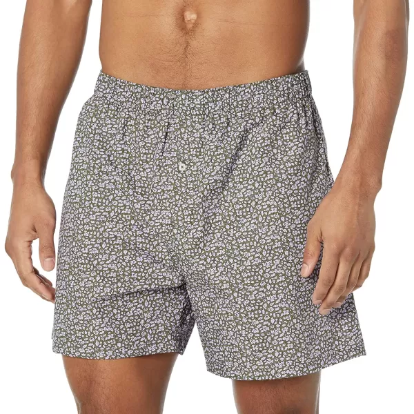 Amazon Essentials Mens Woven Cotton Boxer Short Available in Big ampTall Pack of 5Bright WhiteOlive Ditsy FloraWhitePlaid