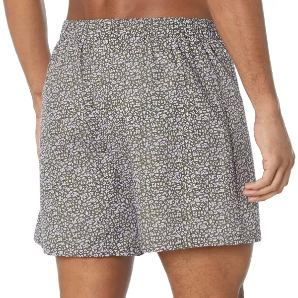 Amazon Essentials Mens Woven Cotton Boxer Short Available in Big ampTall Pack of 5Bright WhiteOlive Ditsy FloraWhitePlaid