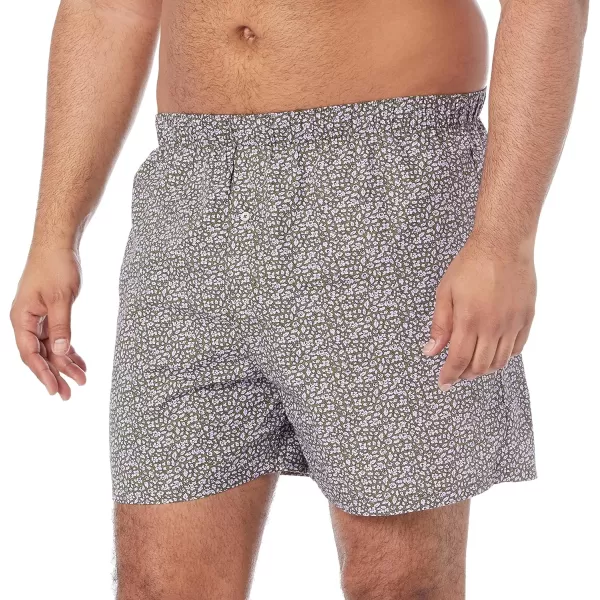 Amazon Essentials Mens Woven Cotton Boxer Short Available in Big ampTall Pack of 5Bright WhiteOlive Ditsy FloraWhitePlaid