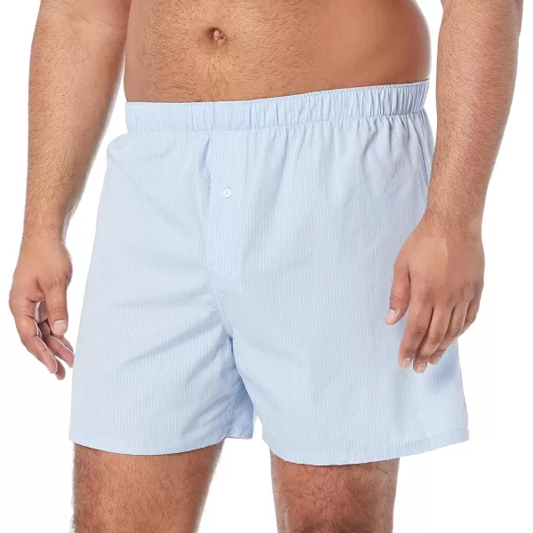 Amazon Essentials Mens Woven Cotton Boxer Short Available in Big ampTall Pack of 5Light BluePale Blue StripeWhite Pinstripe