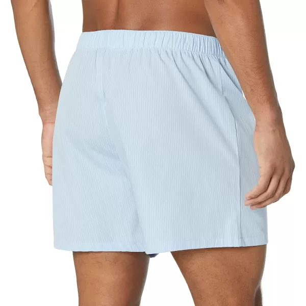 Amazon Essentials Mens Woven Cotton Boxer Short Available in Big ampTall Pack of 5Light BluePale Blue StripeWhite Pinstripe